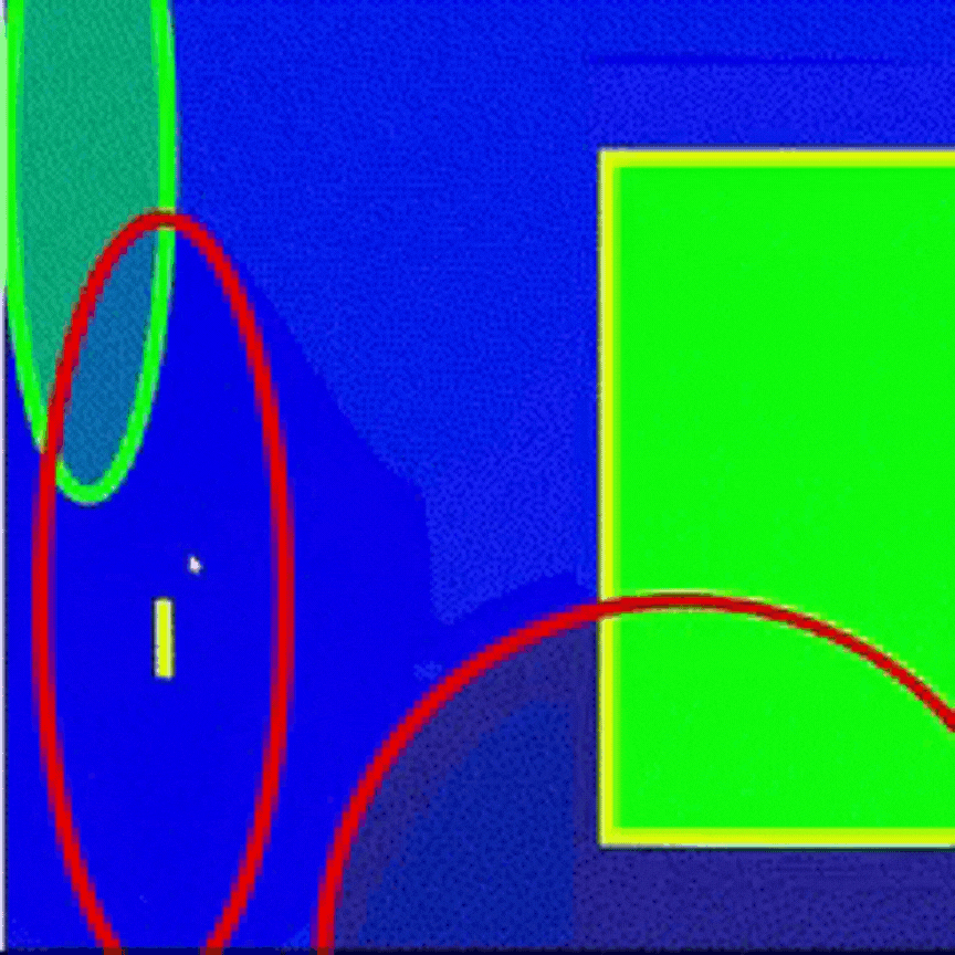Now, I added a thin fill to the green circle and edited the effect after the image. When I move the mouse to the right corner area, the red and yellow circles move like a clock, going forward and then backward.